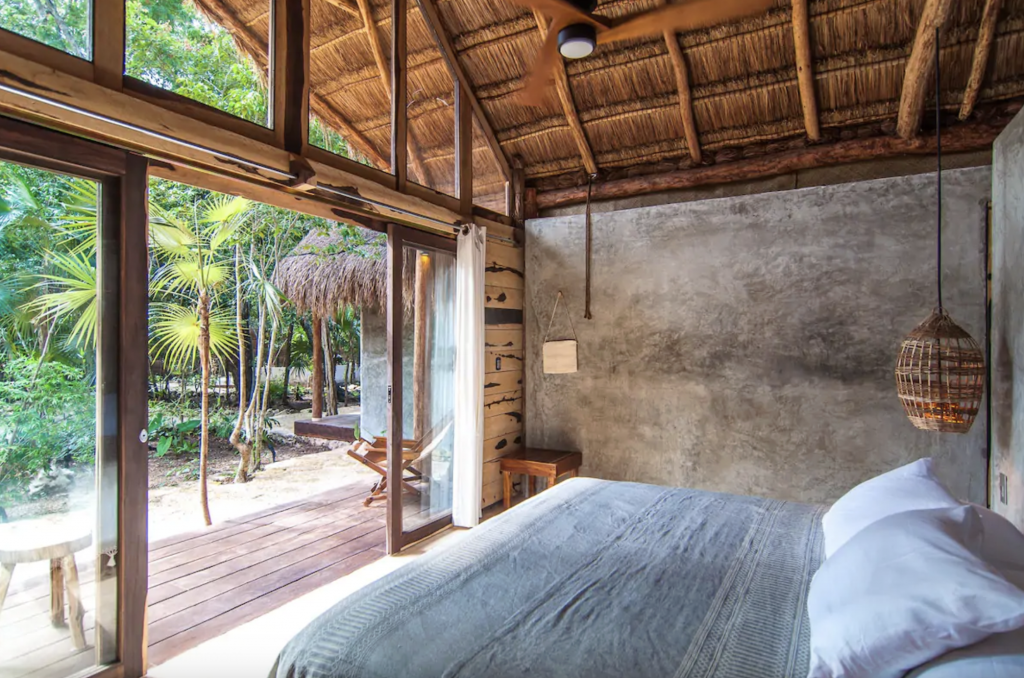 Interior shot of Jungle Cabin Airbnb | where to stay in Tulum