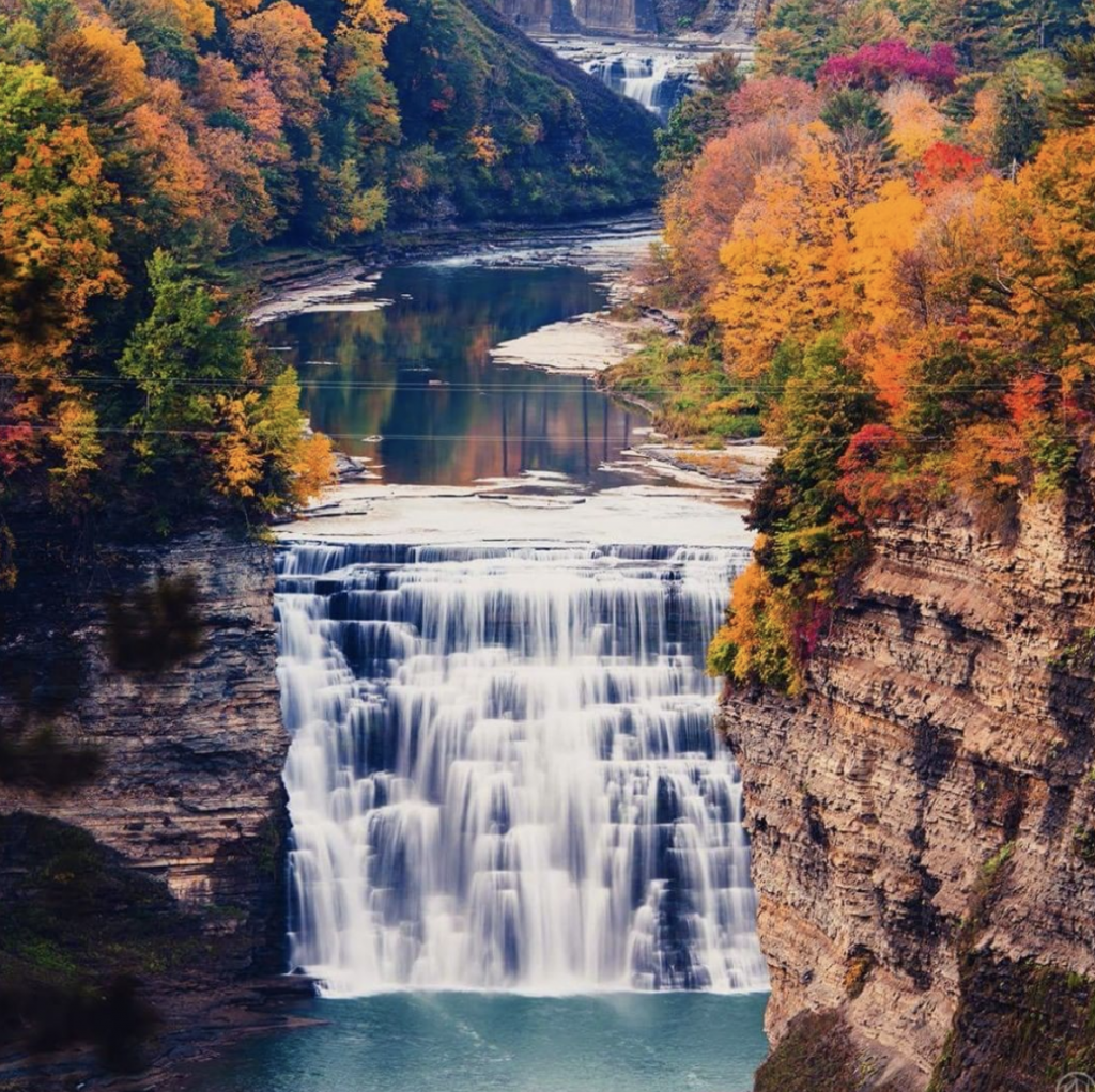 Letchworth Falls and autumn leaves | Where to See Fall Foliage In and Around New York City