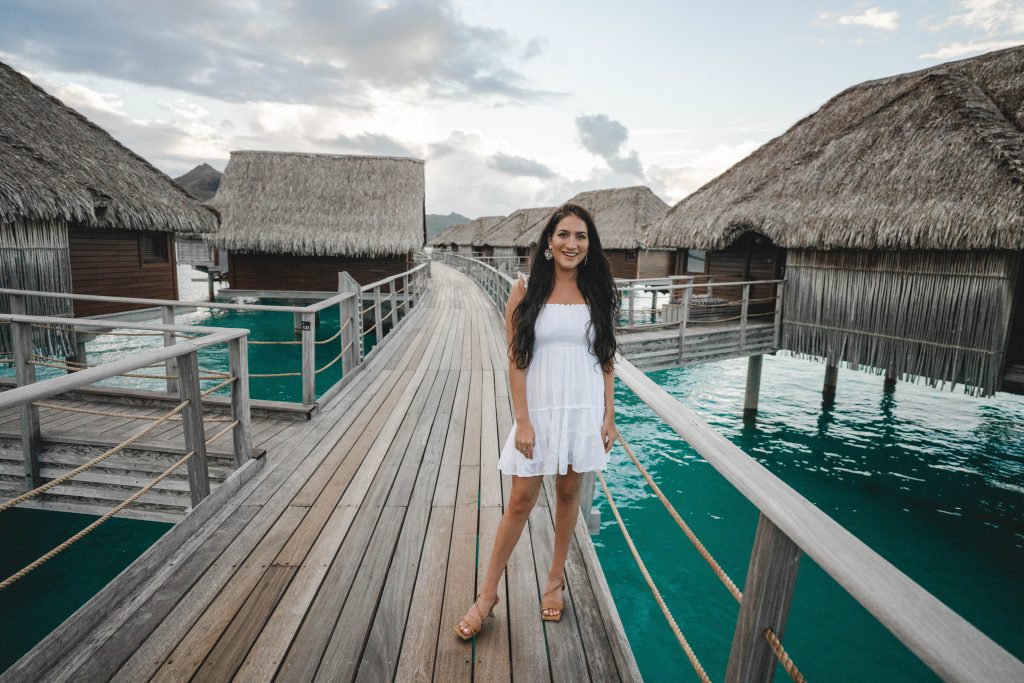 Christina on boardwalk at Four Seasons Bora Bora | The Ultimate Bora Bora and Moorea travel guide