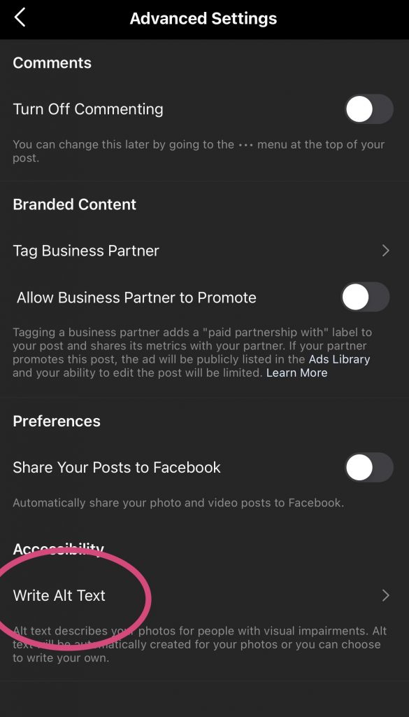 Advanced settings page on Instagram | What’s Trending on Social Media in 2021