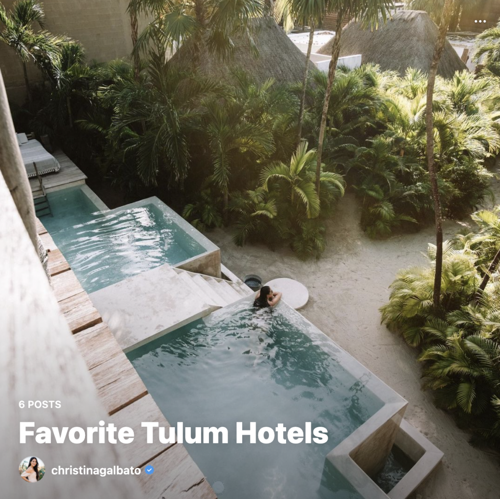 Example of Instagram Guides on favorite Tulum Hotels | How to Use Instagram Features to Grow Your Account
