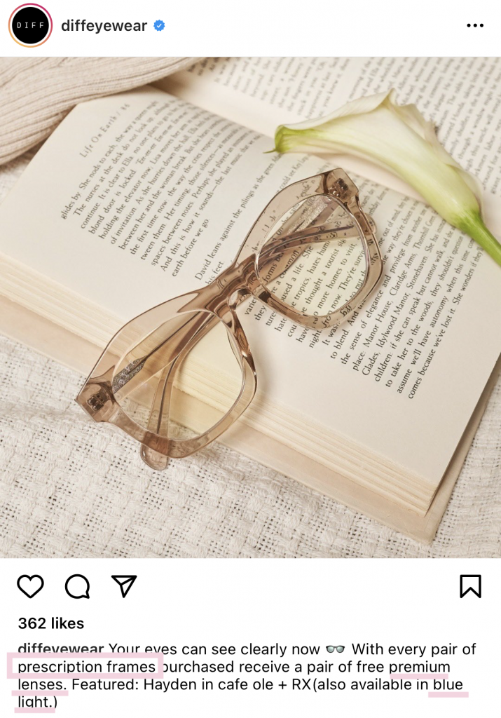 Example of secondary keywords in caption | 10 ways to optimize your instagram for SEO